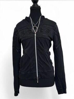 BCBG Black Fitted Zip-Up Bomber Jacket